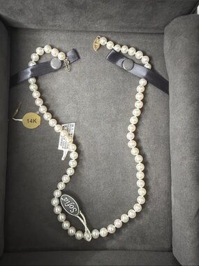 Classic White Pearl Necklace with 14K Gold Clasp